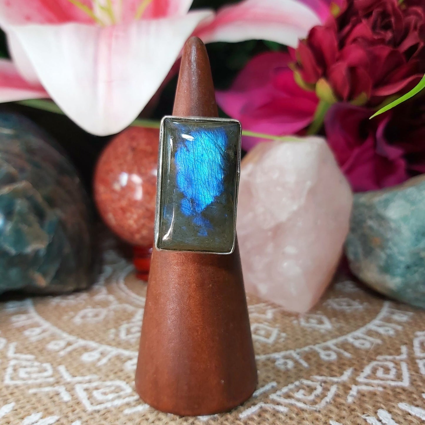 Labradorite Psychic Protection Gemstone Ring US 6 (E1190)
