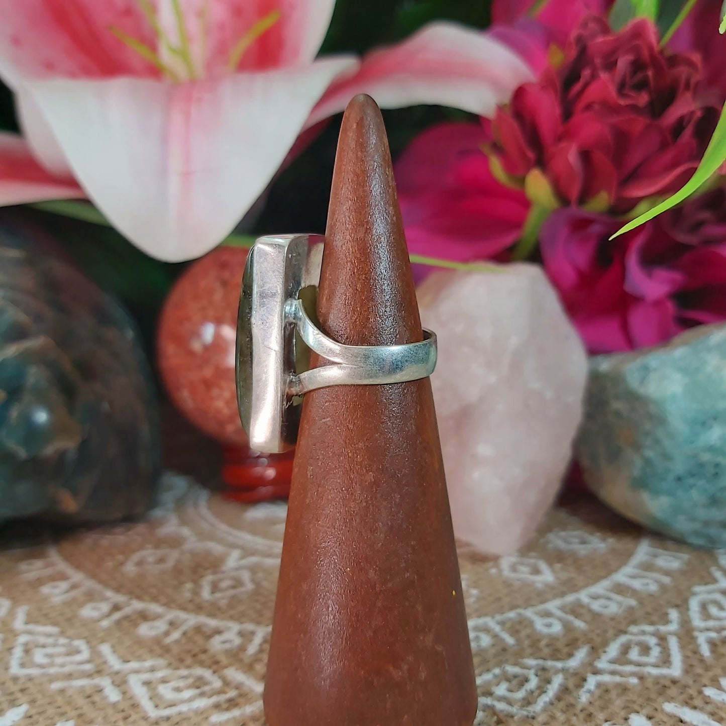 Labradorite Psychic Protection Gemstone Ring US 6 (E1190)