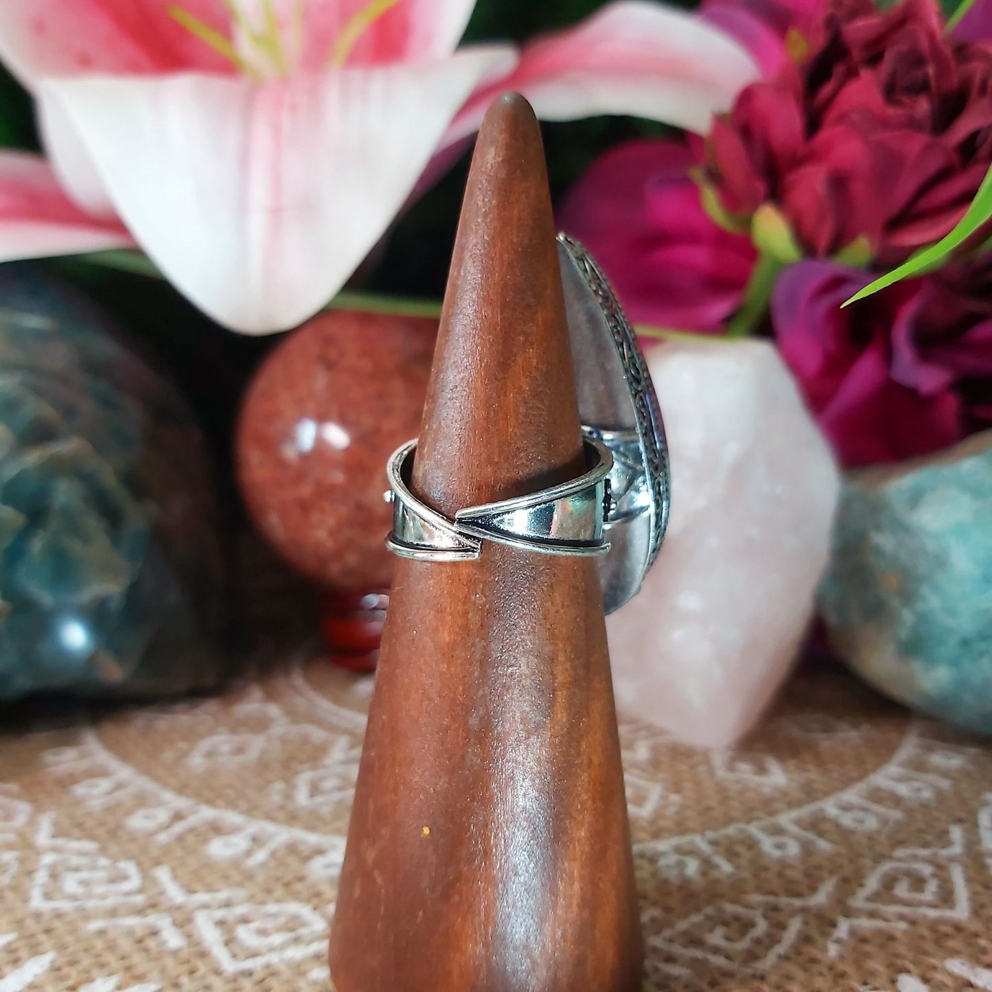 Labradorite Psychic Protection Gemstone Ring US 7.5 (E1196)
