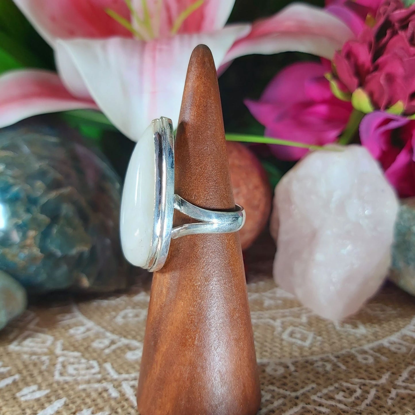 Rainbow Moonstone Ring Size US 6.5 (E1211)
