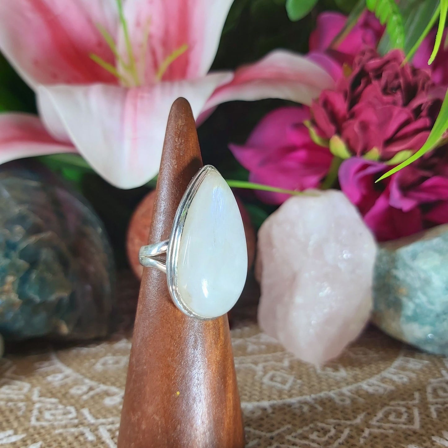 Rainbow Moonstone Ring Size US 6.5 (E1211)