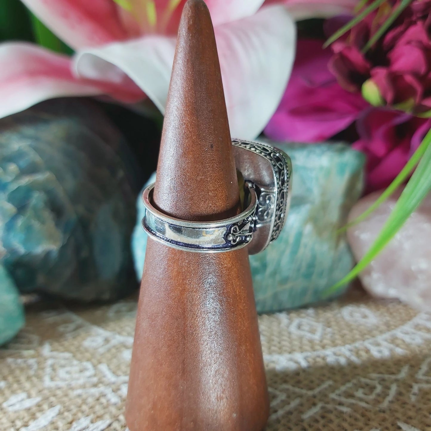 Labradorite Inner Spirit & Psychic Protection Gemstone Ring US 9 (E1354)