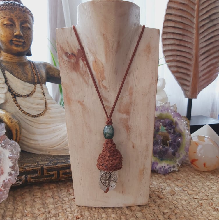 Handmade Long Clear Quartz Tree of Life Pendant (E1504)