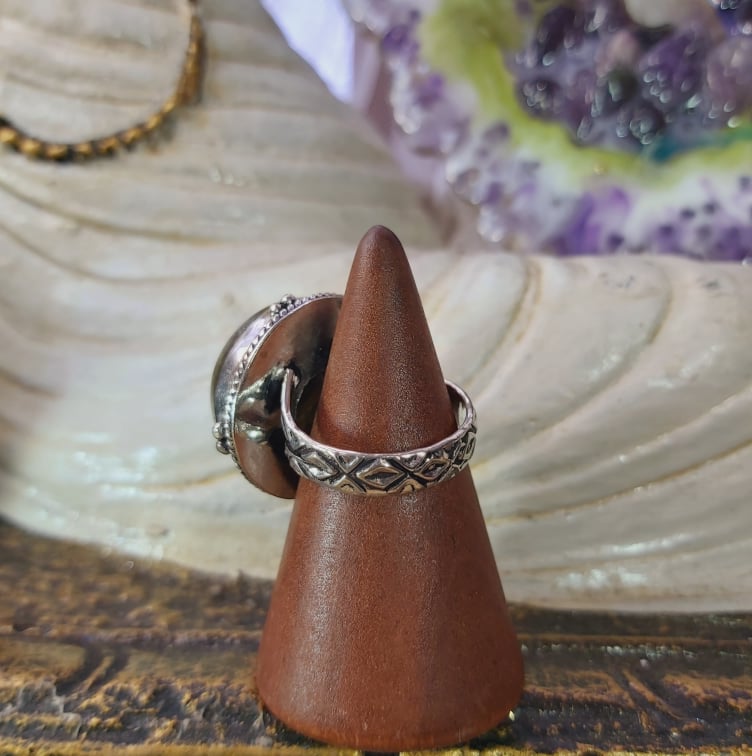 Labradorite Psychic Protection Gemstone Ring US 8 (E1557)