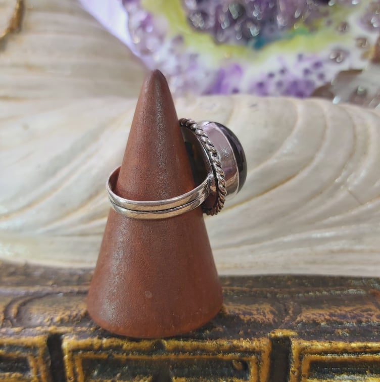 Labradorite Psychic Protection Gemstone Ring US 9 (E1564)