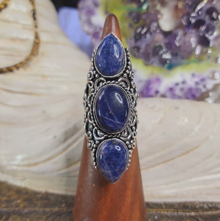 Sodalite Intuition & Self-Trust Gemstone Ring US 8 (E1600)