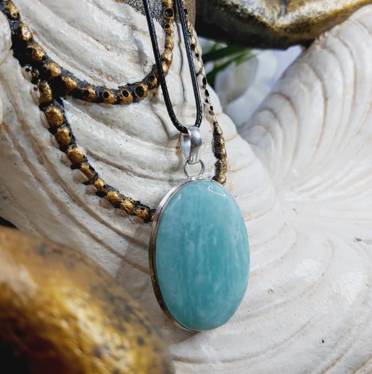 Amazonite Courage Gemstone Pendant (E1637)