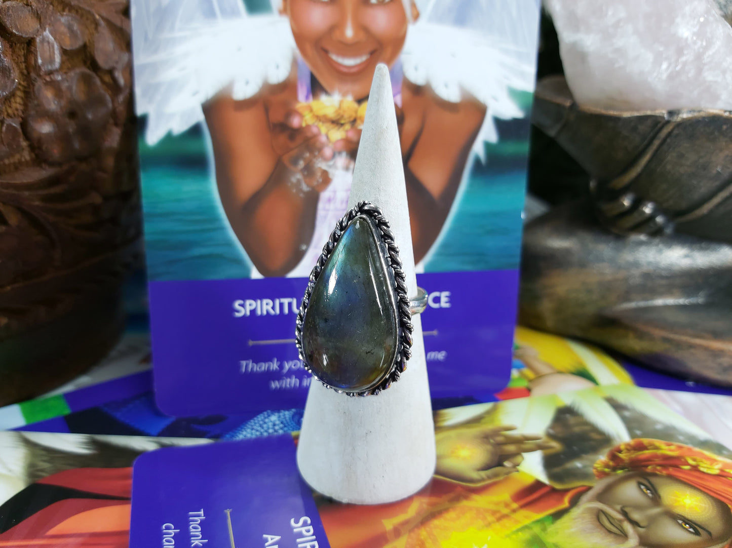 Labradorite Inner Spirit Ring Size US 8.5 (E168)