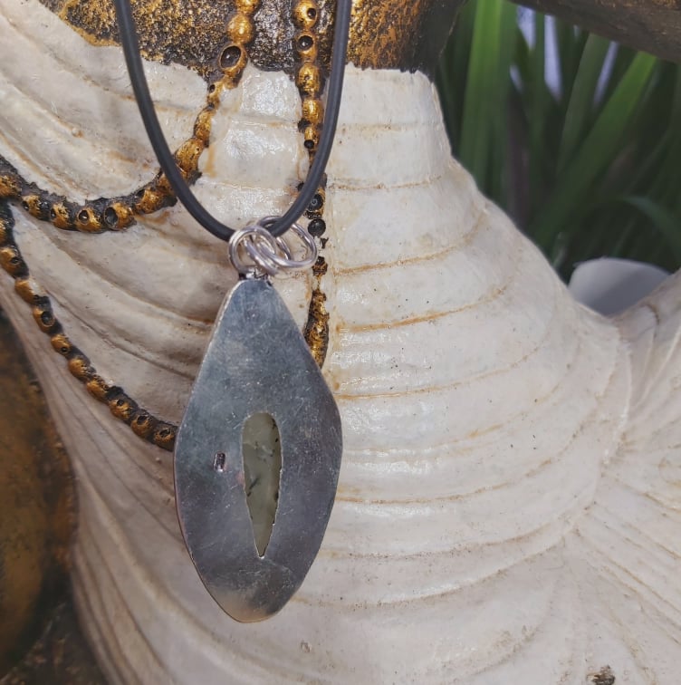 Prehnite Heart Chakra Gemstone Pendant (E1685)