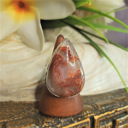 Agate Physical Wellbeing Gemstone Ring US 7.5 (E1697)