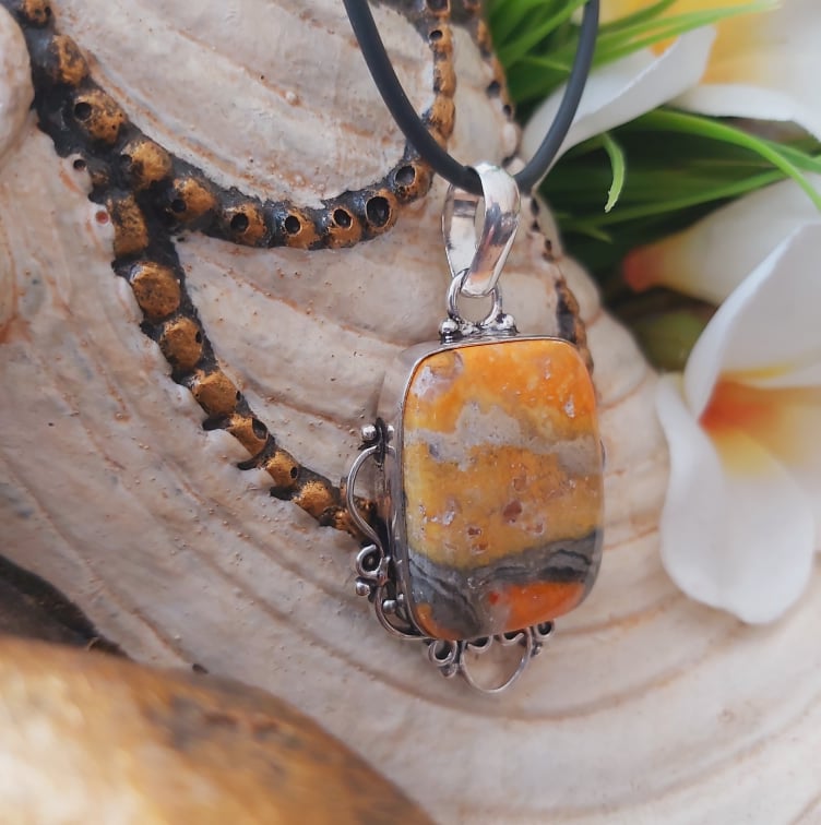 Bumblebee Jasper Gemstone Pendant (E1795)
