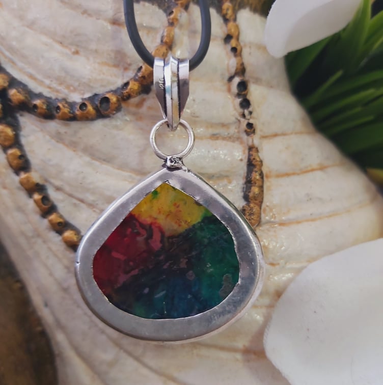 Rainbow Agate Gemstone Pendant (E1833)