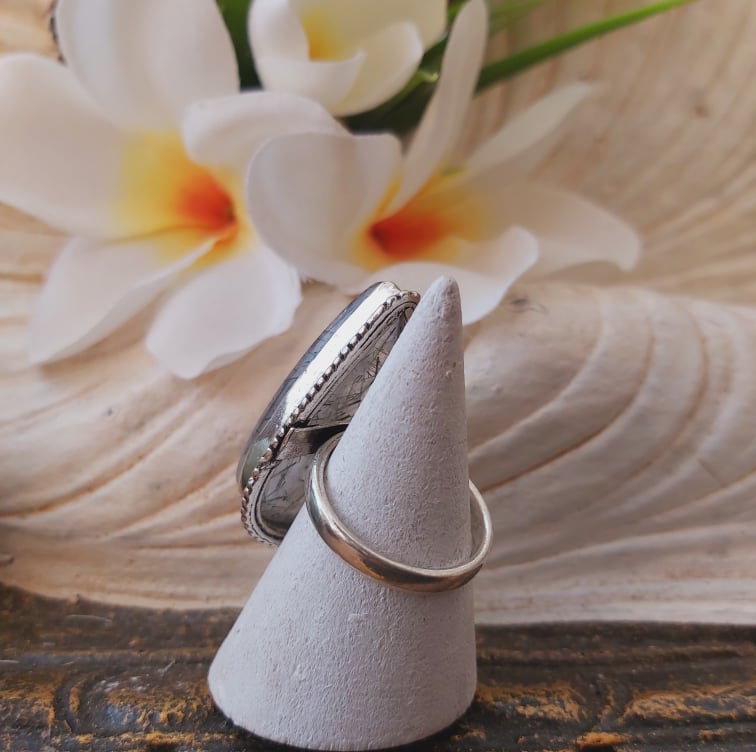 Black Rutilated Quartz Will Power Gemstone Ring US 8 (E1845)