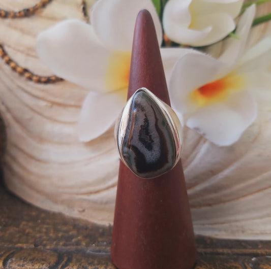 Agate Physical Wellbeing Gemstone Ring US 7 (E1864)