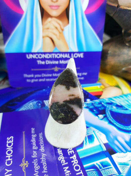 Rhodonite Self-Worth Ring Size US 8 (E190)