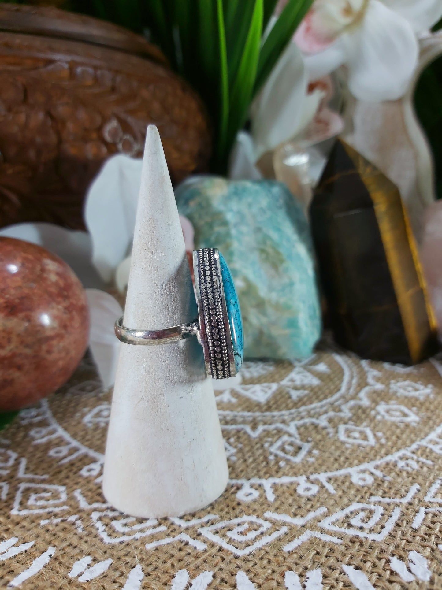 Dendritic Opal Hope Ring Size US 7.5 (E194)