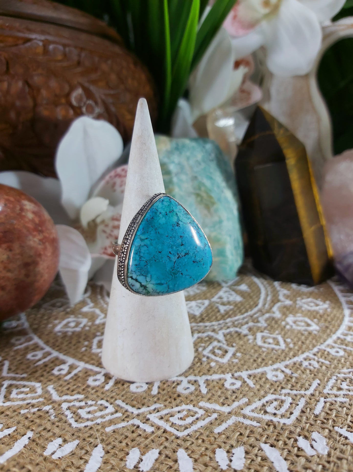 Dendritic Opal Hope Ring Size US 7.5 (E194)