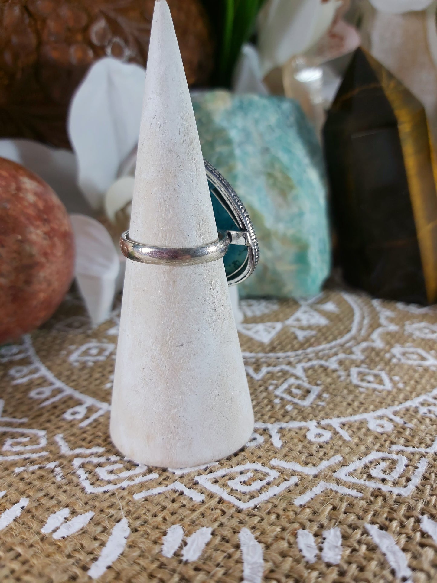 Dendritic Opal Hope Ring Size US 7.5 (E194)