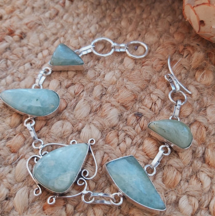 Aquamarine Stone of Courage Bracelet 20 cm (E1942)