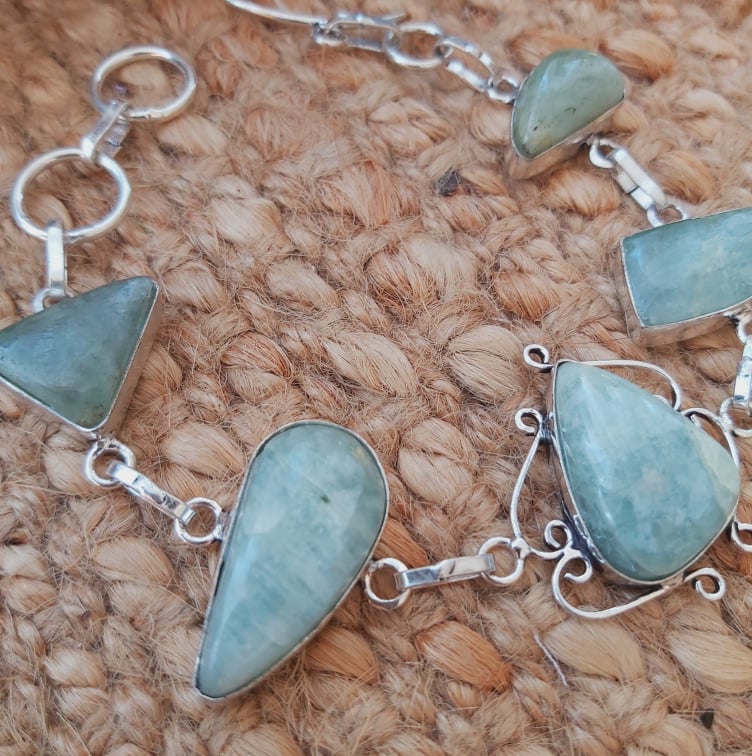 Aquamarine Stone of Courage Bracelet 20 cm (E1942)