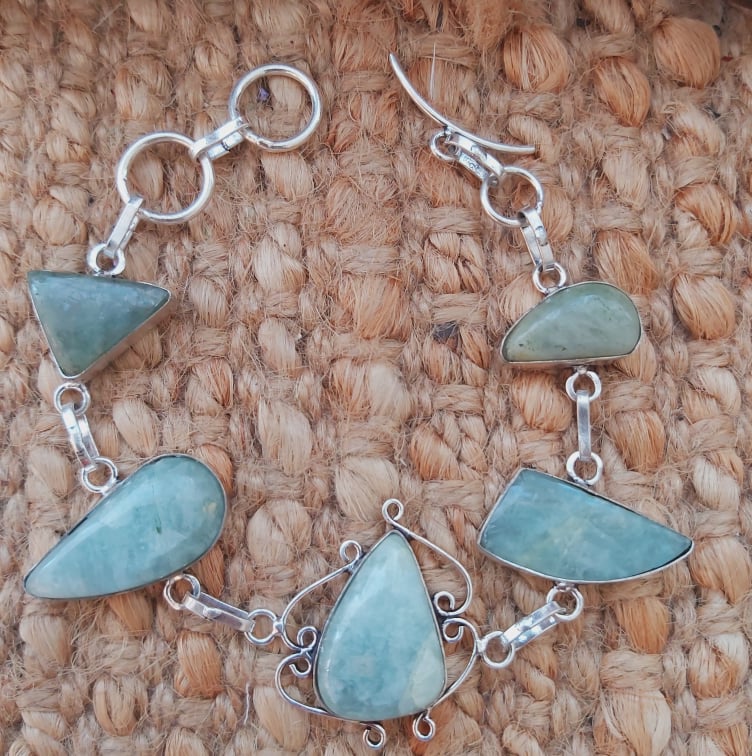 Aquamarine Stone of Courage Bracelet 20 cm (E1942)