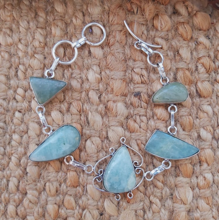 Aquamarine Stone of Courage Bracelet 20 cm (E1942)