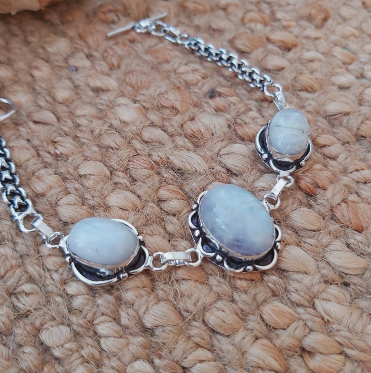 Rainbow Moonstone Gemstone Bracelet 22 cm (E1954)