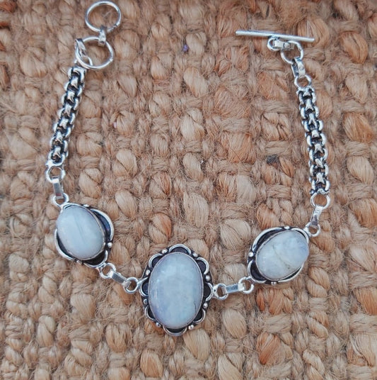 Rainbow Moonstone Gemstone Bracelet 22 cm (E1954)