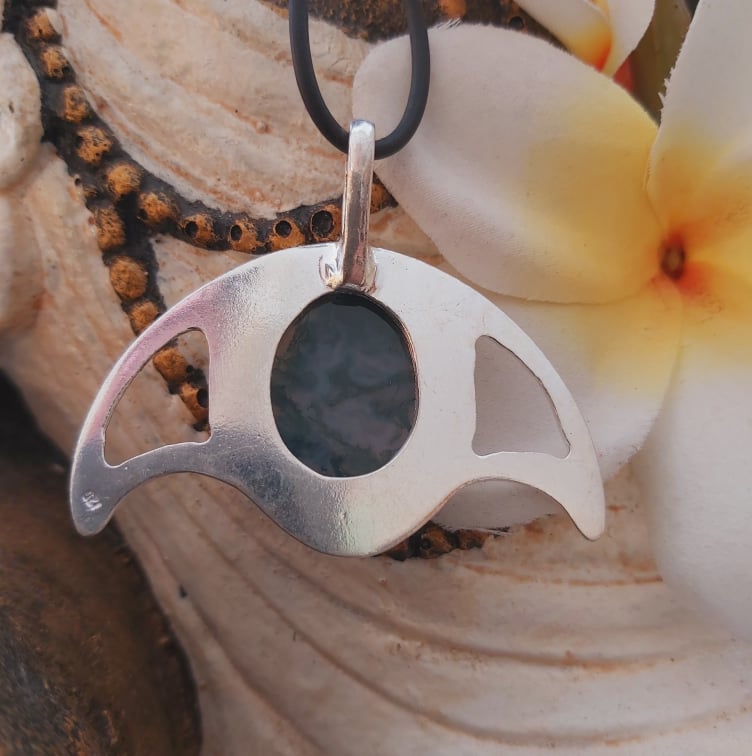 Moss Agate Forgiveness Gemstone Pendant (E1997)