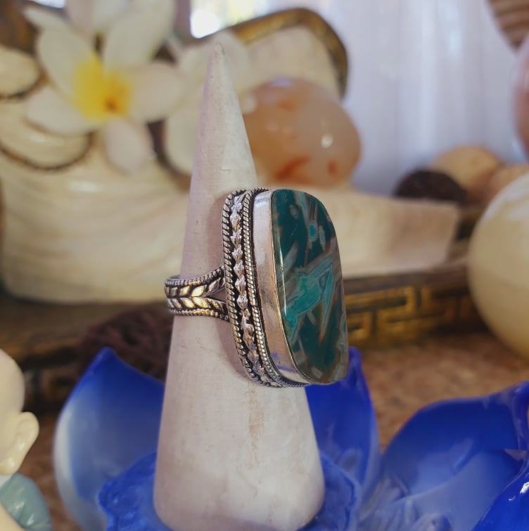 Agate Physical Wellbeing Gemstone Ring US 9 (E2093)