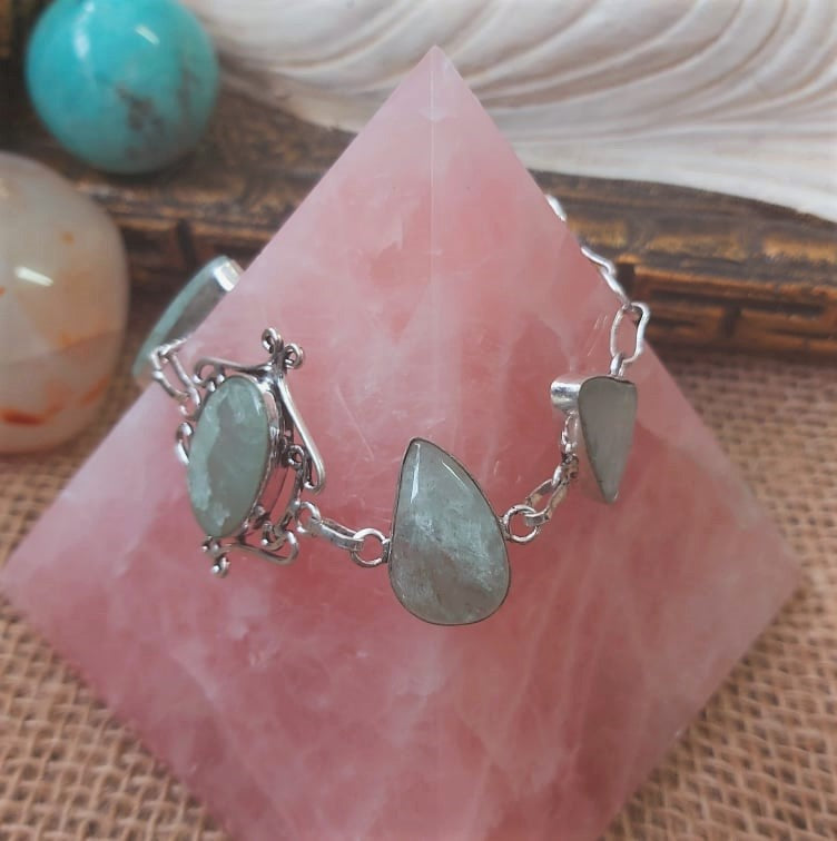 Aquamarine Stone of Courage Gemstone Bracelet 20 cm (E2249)