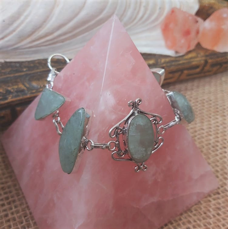 Aquamarine Stone of Courage Gemstone Bracelet 20 cm (E2249)