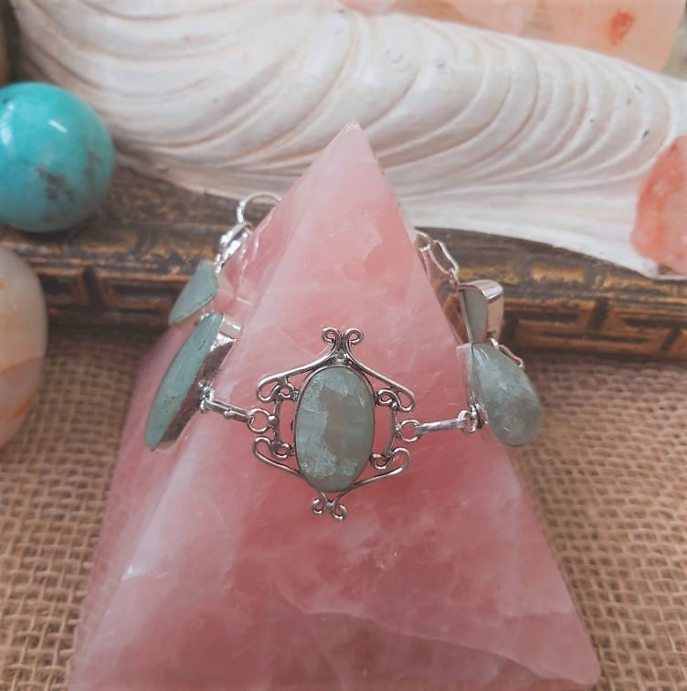 Aquamarine Stone of Courage Gemstone Bracelet 20 cm (E2249)