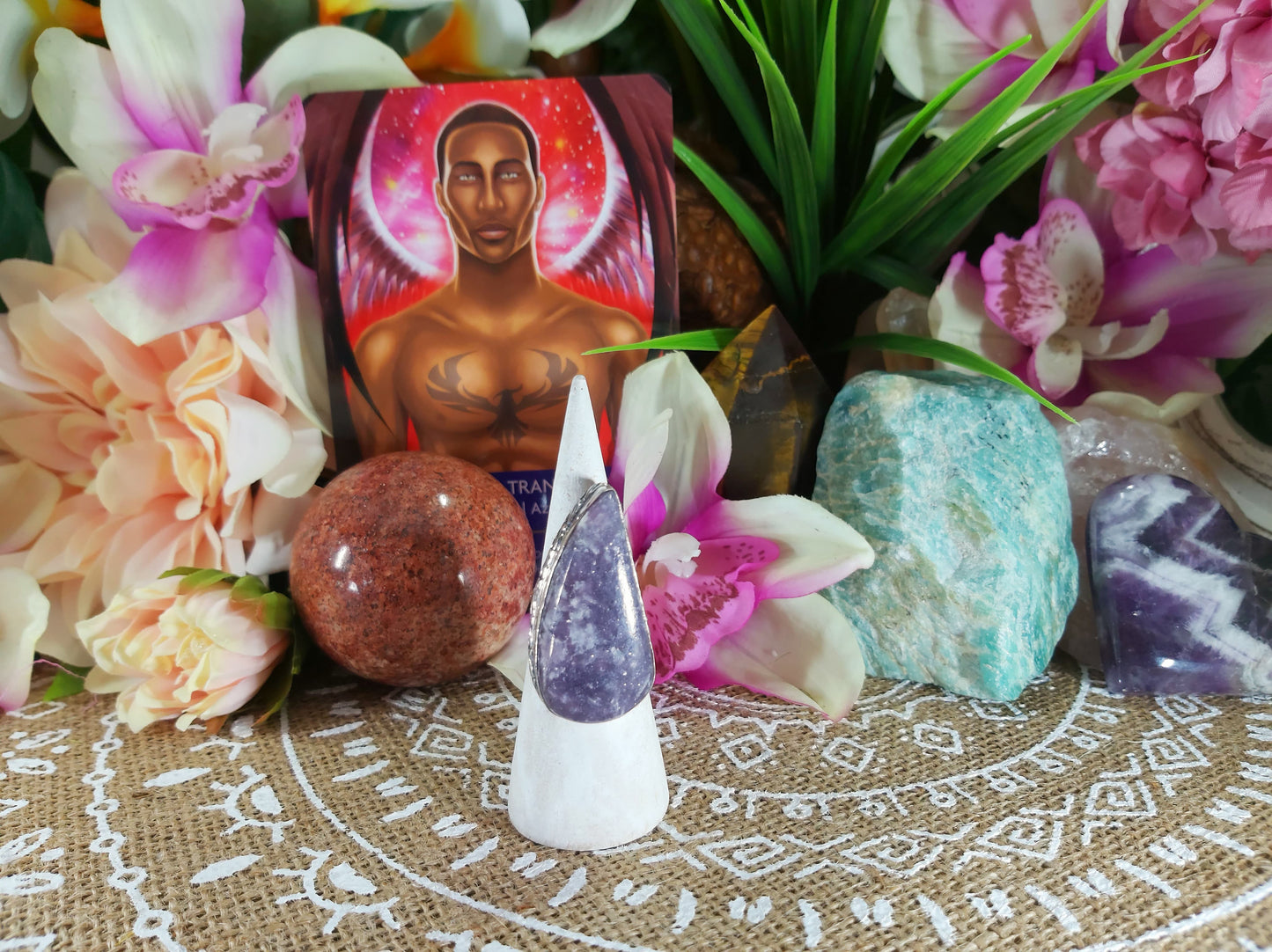 Lepidolite Meditation Ring Size US 7 (E226)