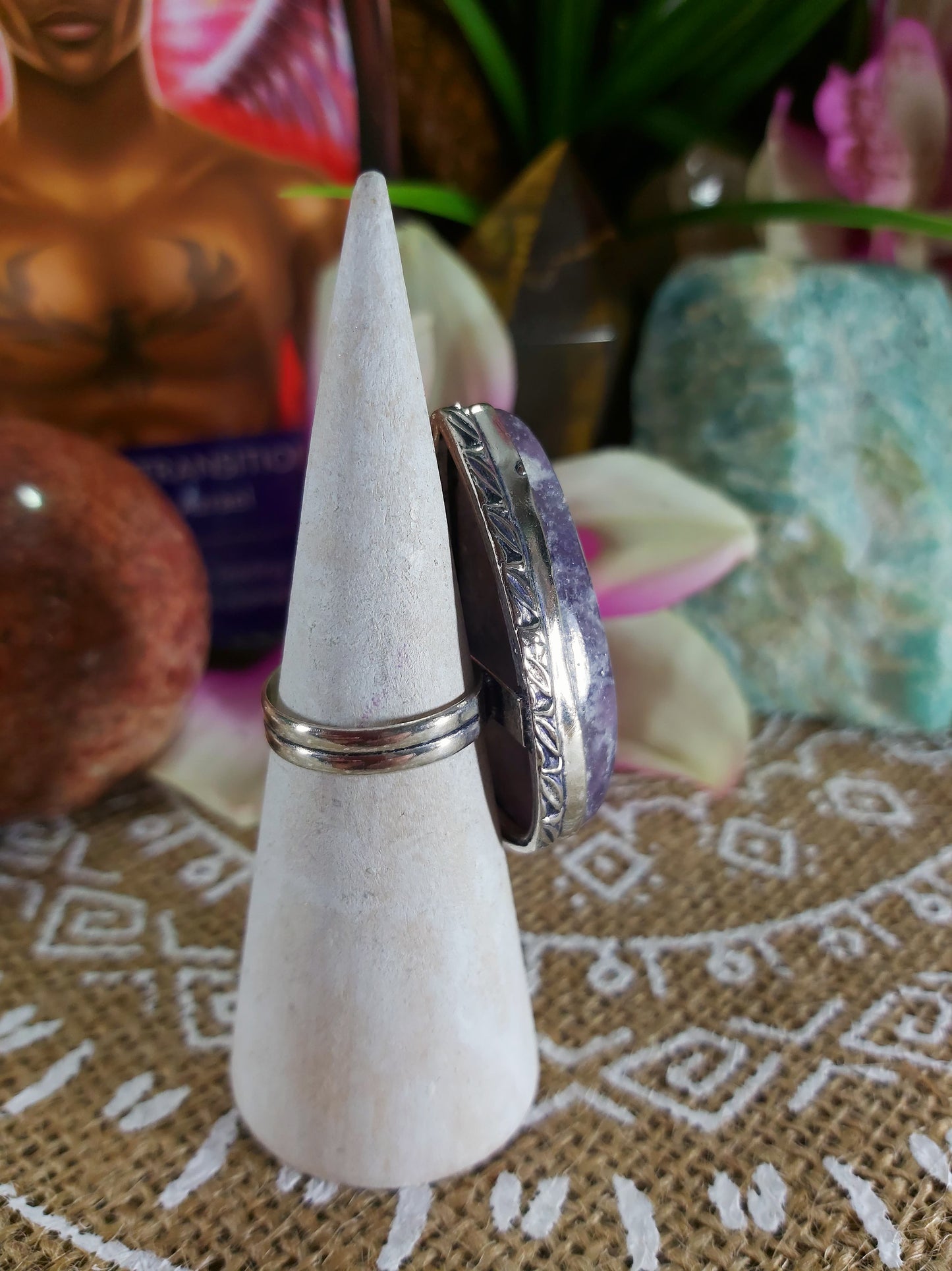 Lepidolite Meditation Ring Size US 7 (E226)