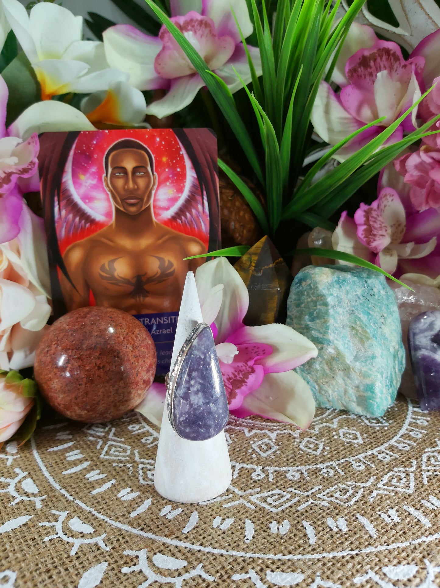 Lepidolite Meditation Ring Size US 7 (E226)