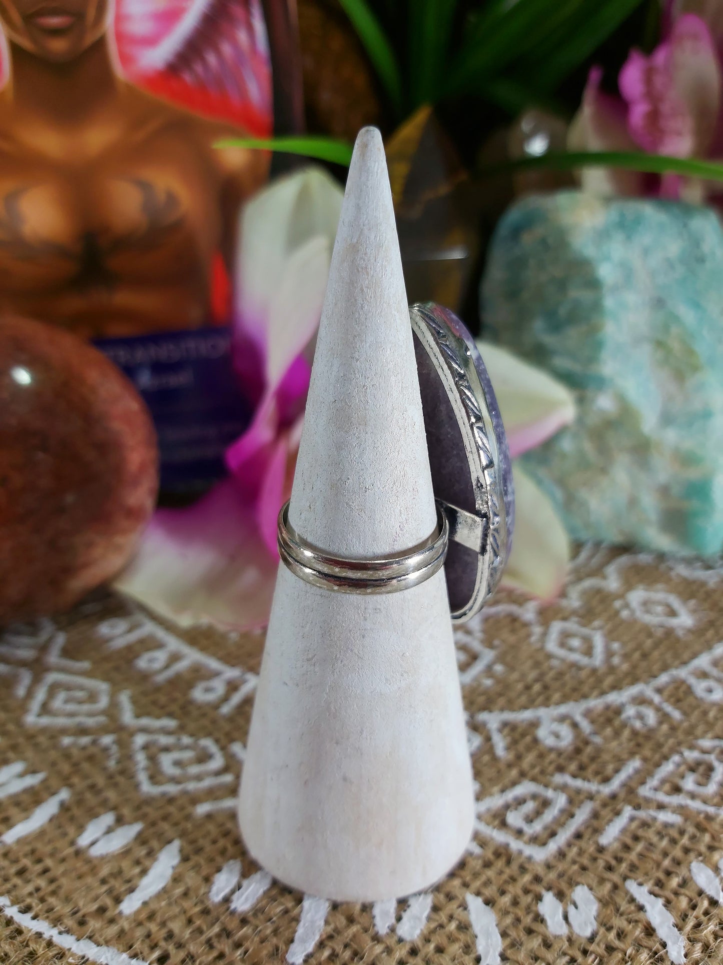 Lepidolite Meditation Ring Size US 7 (E226)