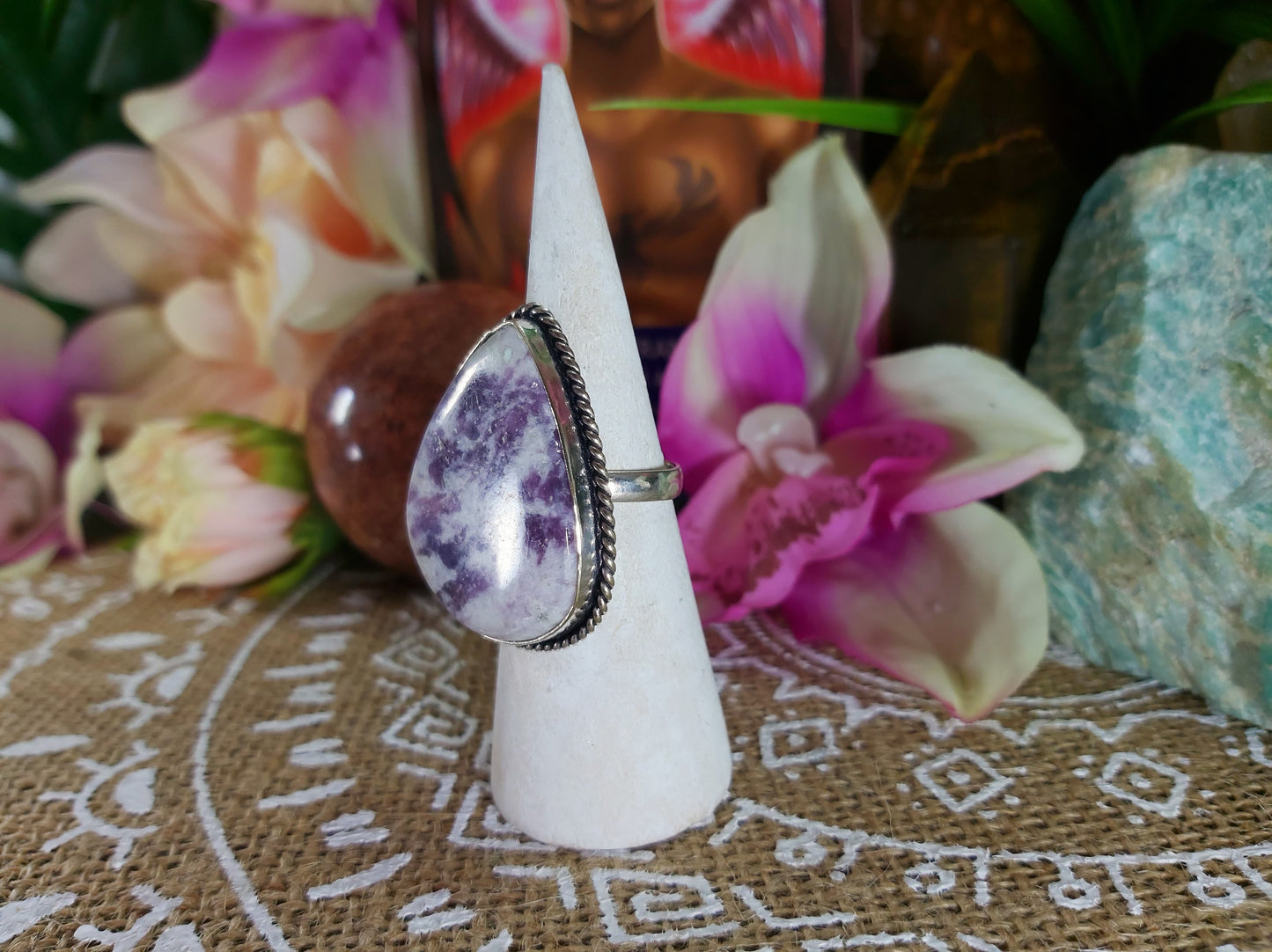 Lepidolite Meditation Ring Size US 7.5 (E227)