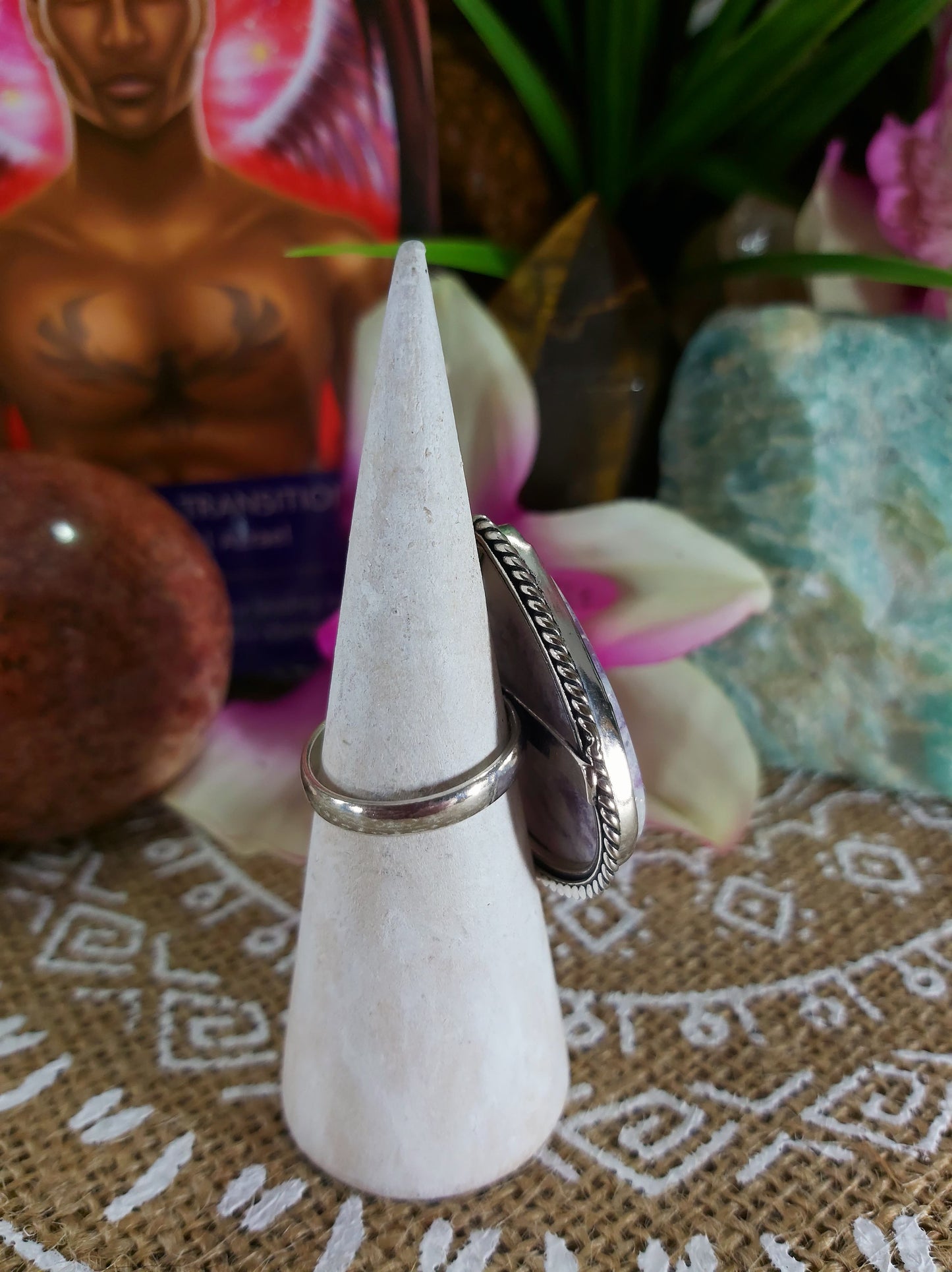 Lepidolite Meditation Ring Size US 7.5 (E227)