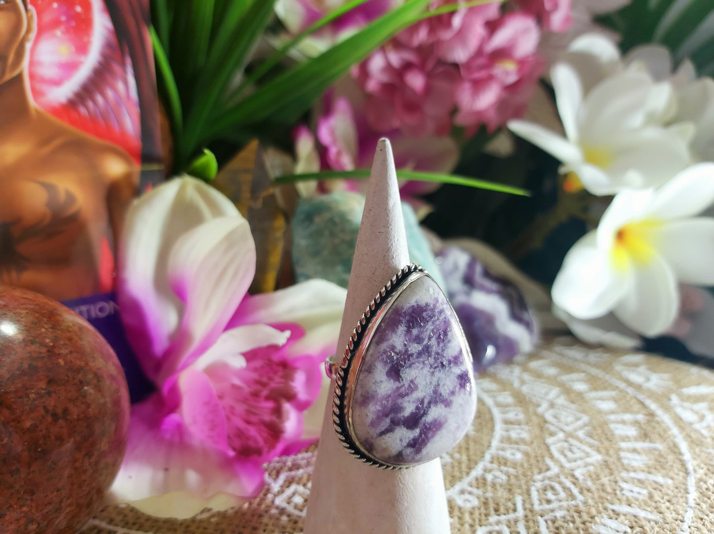 Lepidolite Meditation Ring Size US 7.5 (E227)