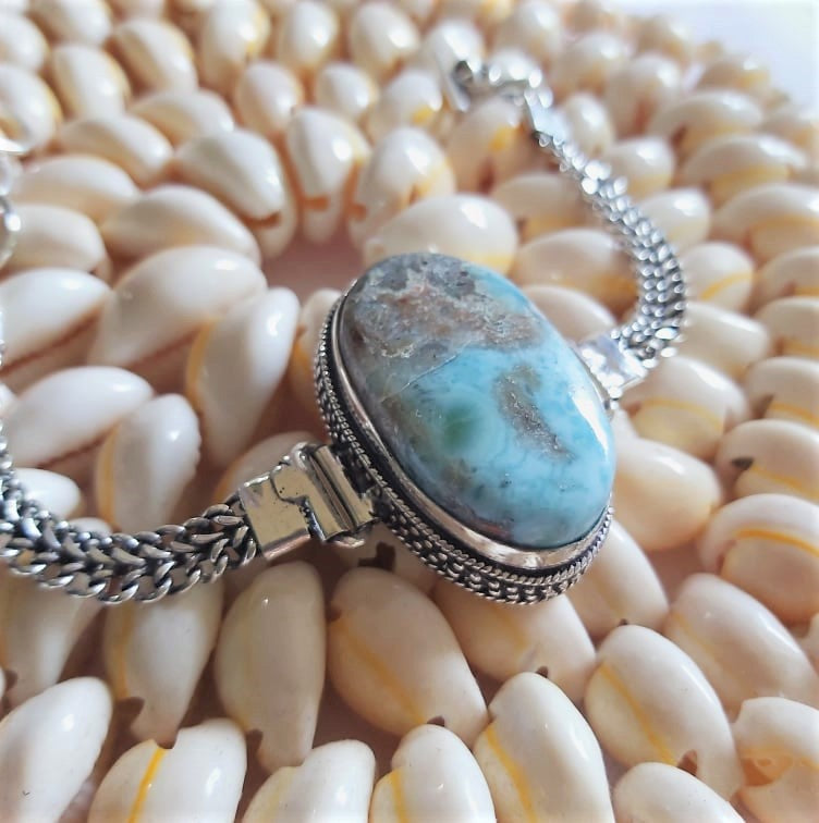 Larimar Goddess Gemstone Bracelet 21 cm (E2304)