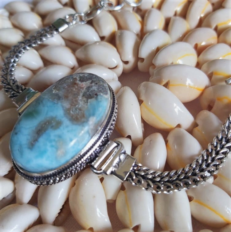 Larimar Goddess Gemstone Bracelet 21 cm (E2304)