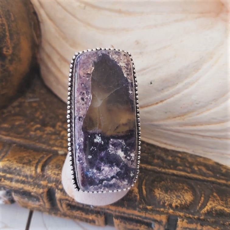 Fluorite Spiritual Growth & Grounding Gemstone Ring Size US 10 (E2389)