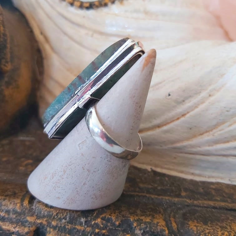 Chrysoprase Forgiveness Gemstone Ring Size US 8 (E2438)