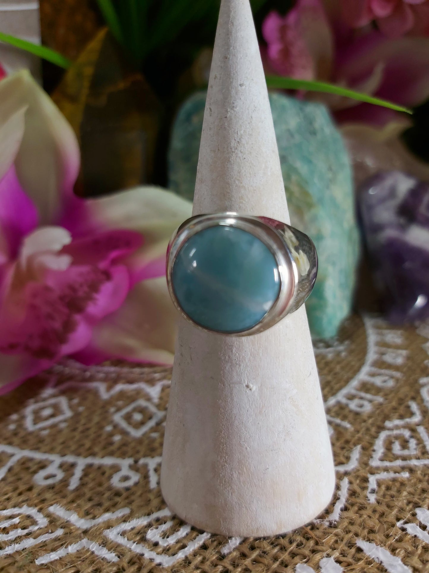 Larimar Emotional Healing Ring Size US 8 (E244)