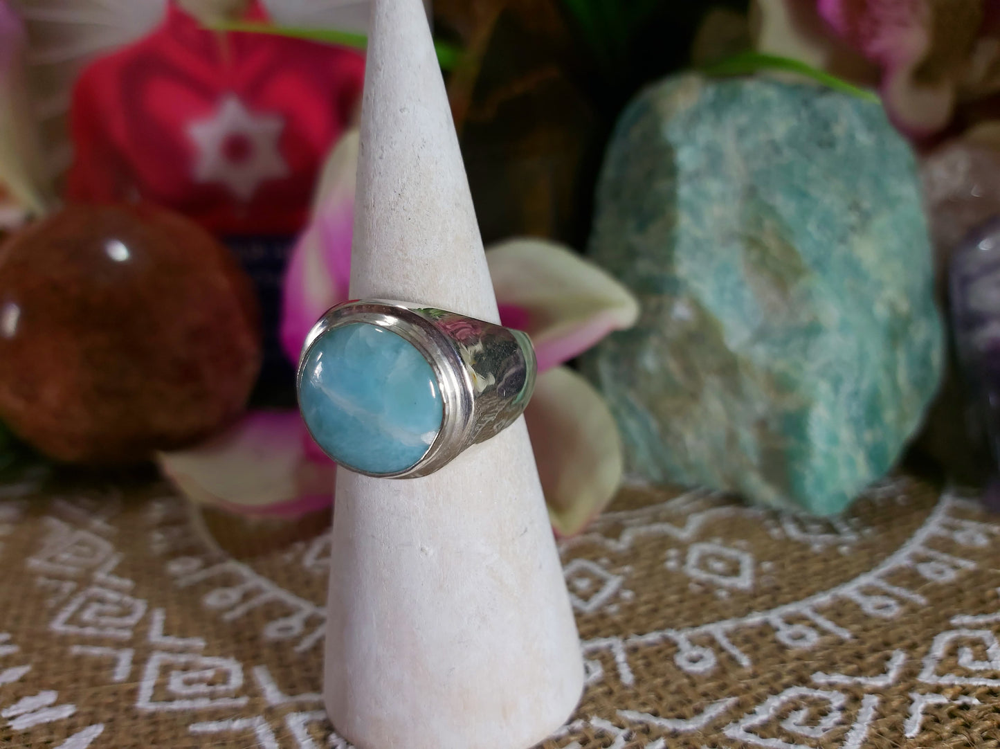 Larimar Emotional Healing Ring Size US 8 (E244)