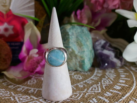 Larimar Emotional Healing Ring Size US 8 (E244)