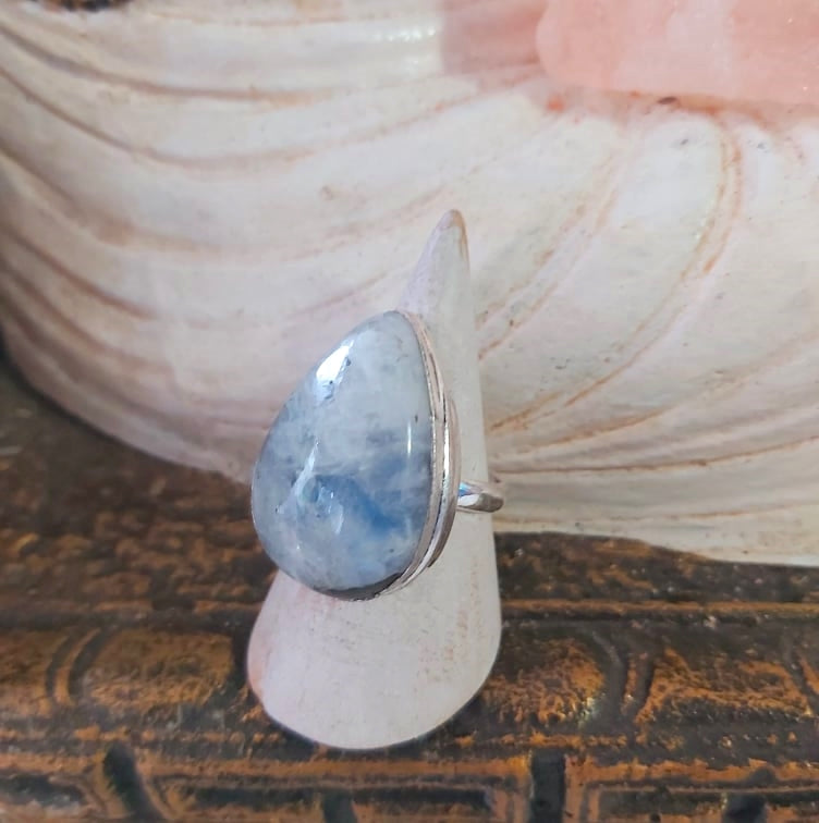 Rainbow Moonstone Gemstone Ring Size US 9 (E2466)