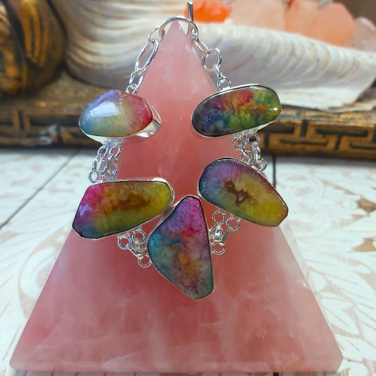 Rainbow Agate Psychic Gemstone Bracelet 18 cm (E2485)