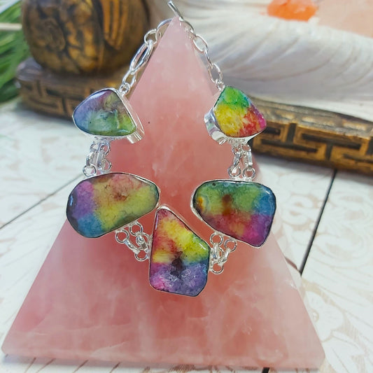 Rainbow Agate Psychic Gemstone Bracelet 19 cm (E2486)